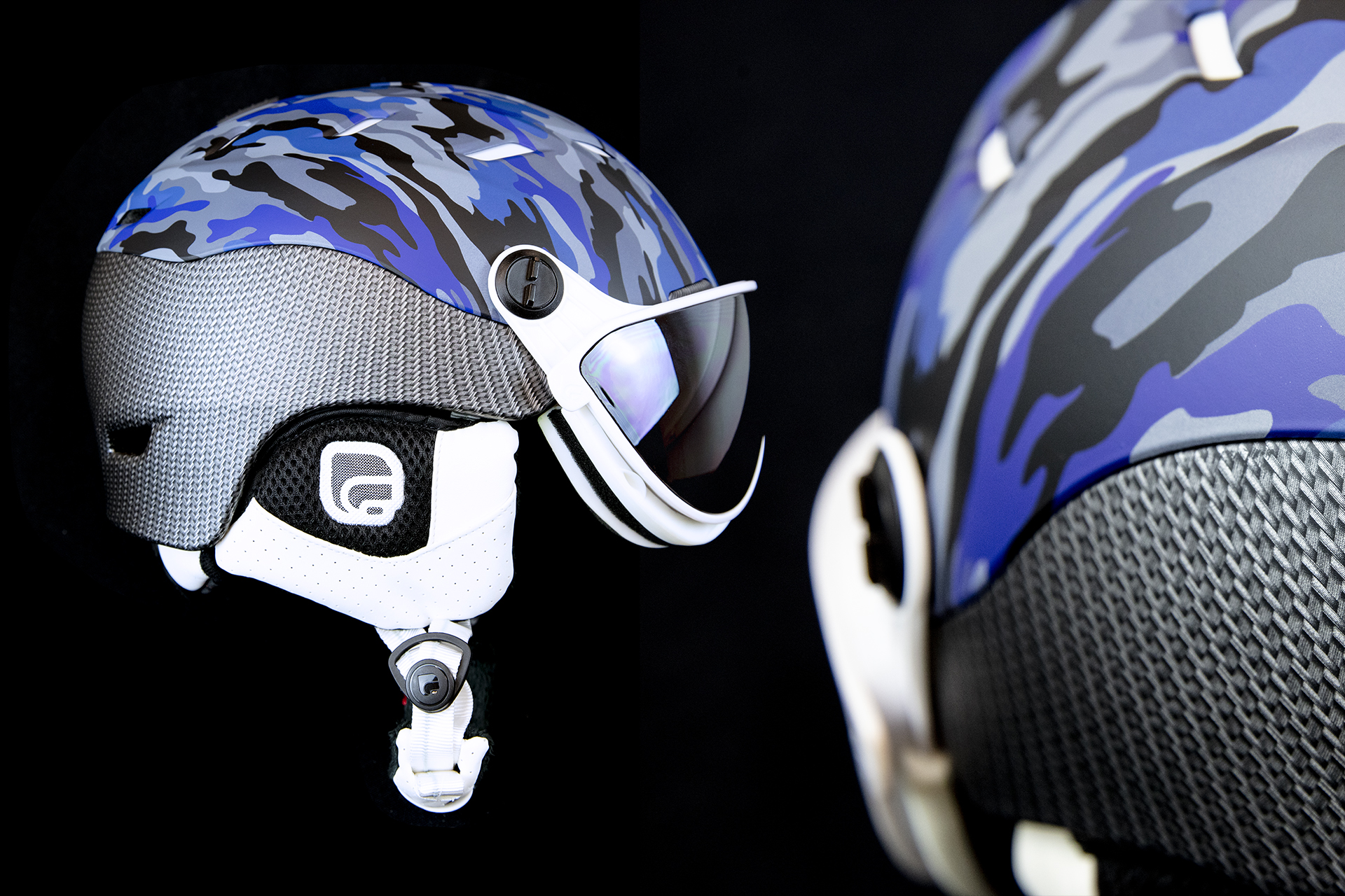 Casque de ski camouflage & carbone